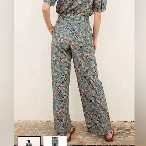 NWT SONMER Olivia Floral Print High‎ Rise 100% Viscose Wide-Leg Pant, Small - Picture 1 of 11